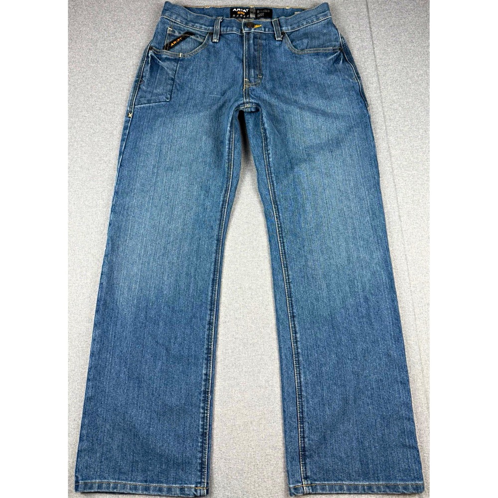 Ariat Rebar M4 Mens Jeans 29x30 Relaxed Boot Cut Blue Denim Work Western